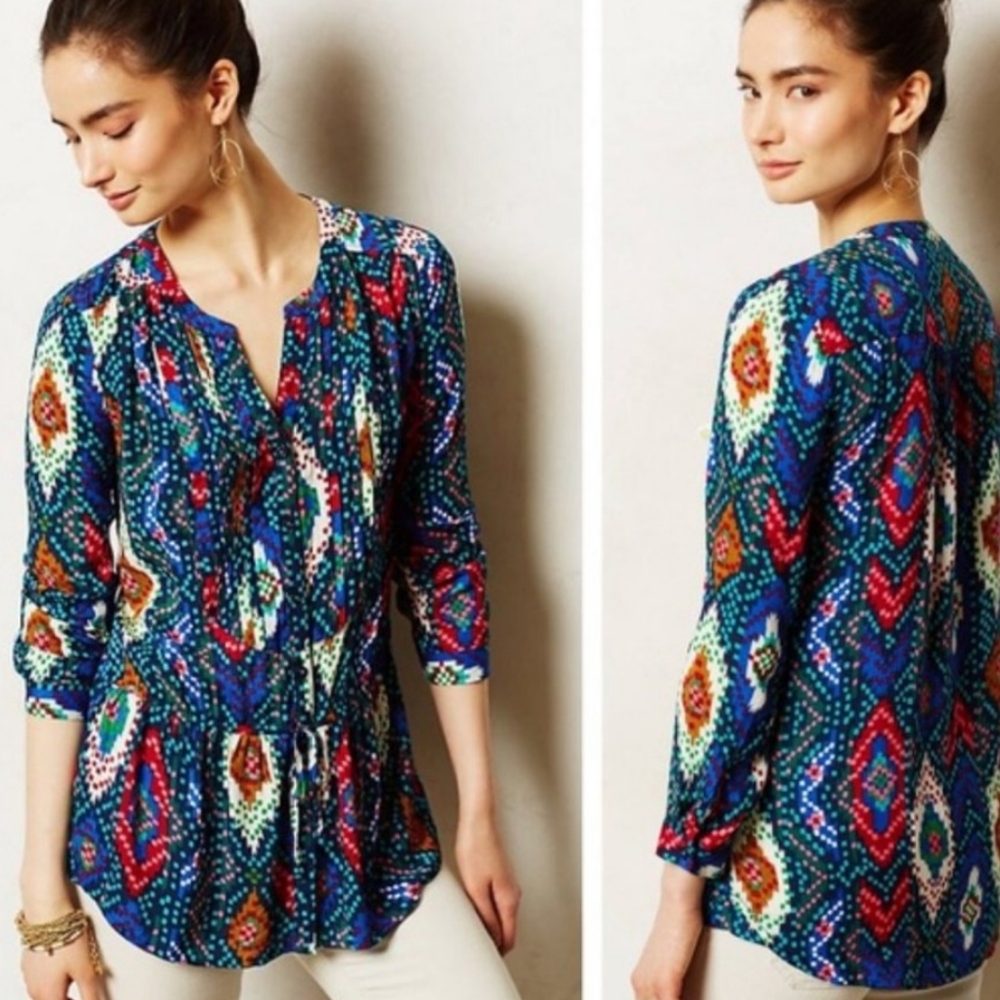 FINAL PRICE Maeve | Anthropologie Tapoxte Dropwaist Tunic Blouse
